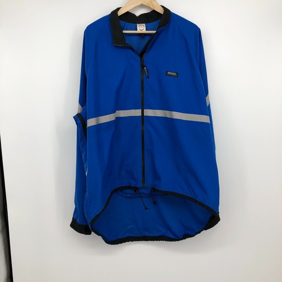 Running Room cobalt blue reflective collapsible jacket Unisex XXL packable - Picture 15 of 16